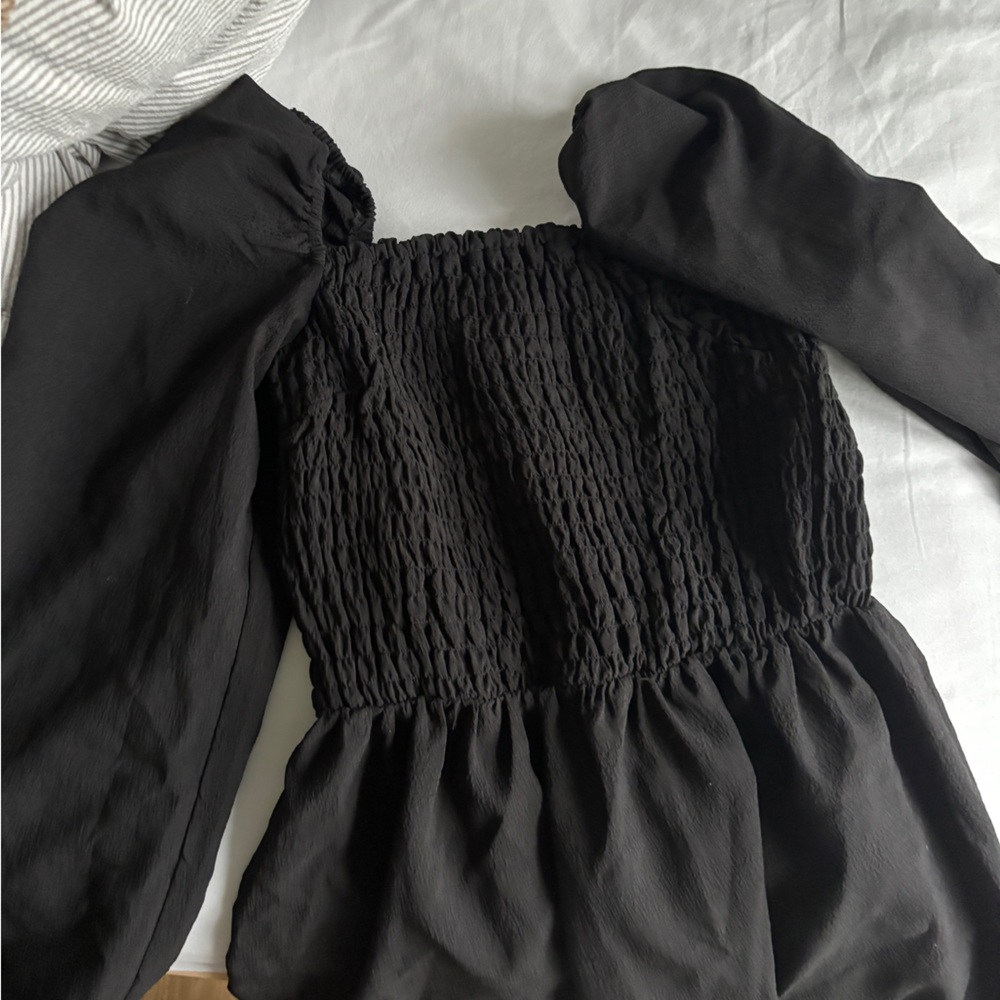 Hm Elegant Black Smocked Dress